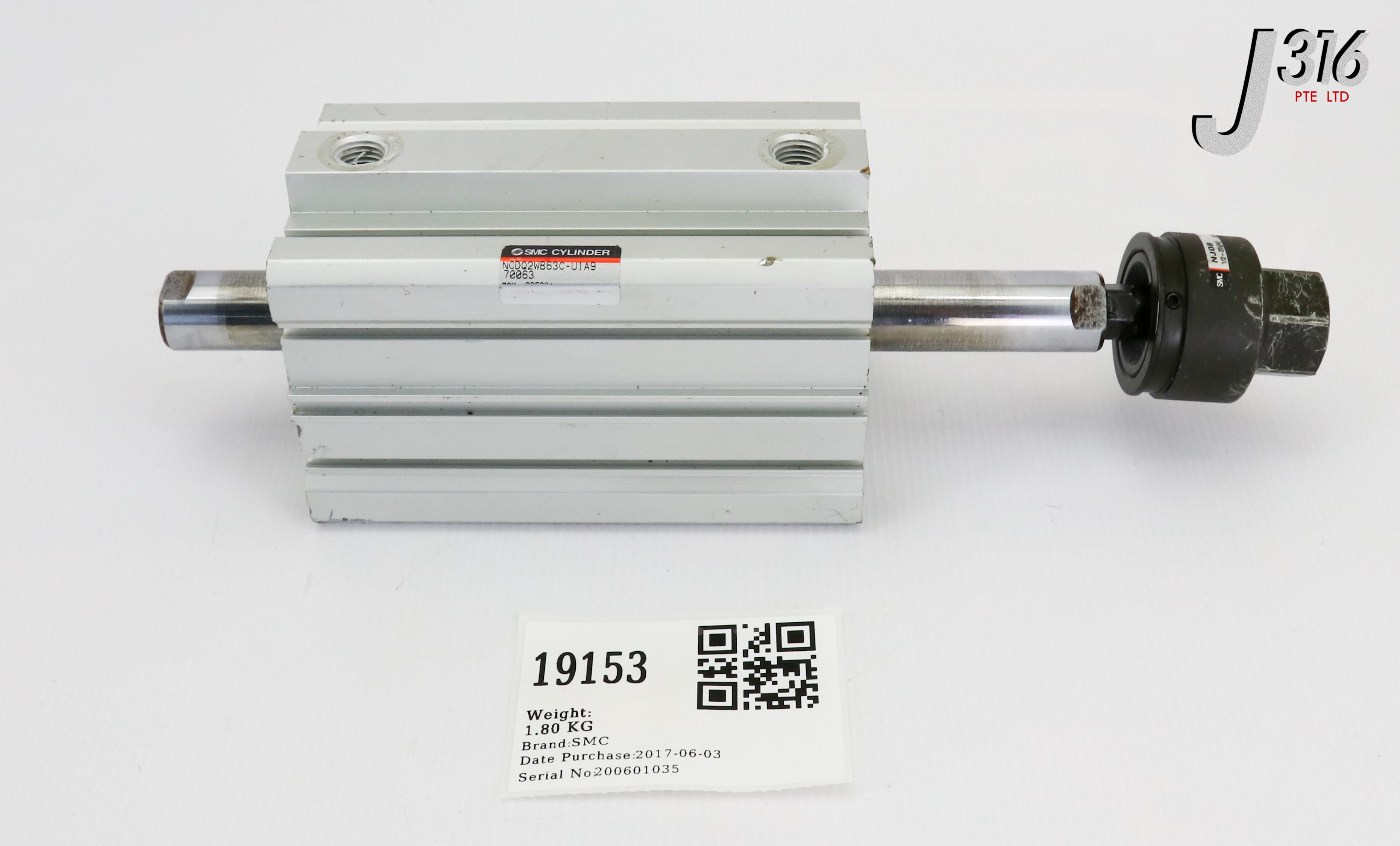 19153 SMC PNEU CYL W/ SMC FLOATING JOINT 1/2 2 20 UNF NJ08